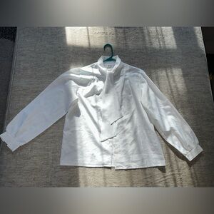 Vintage white button up with tie neck.